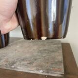 Old pair of glazed ceramic vases art deco amphora vierzon louis gueule