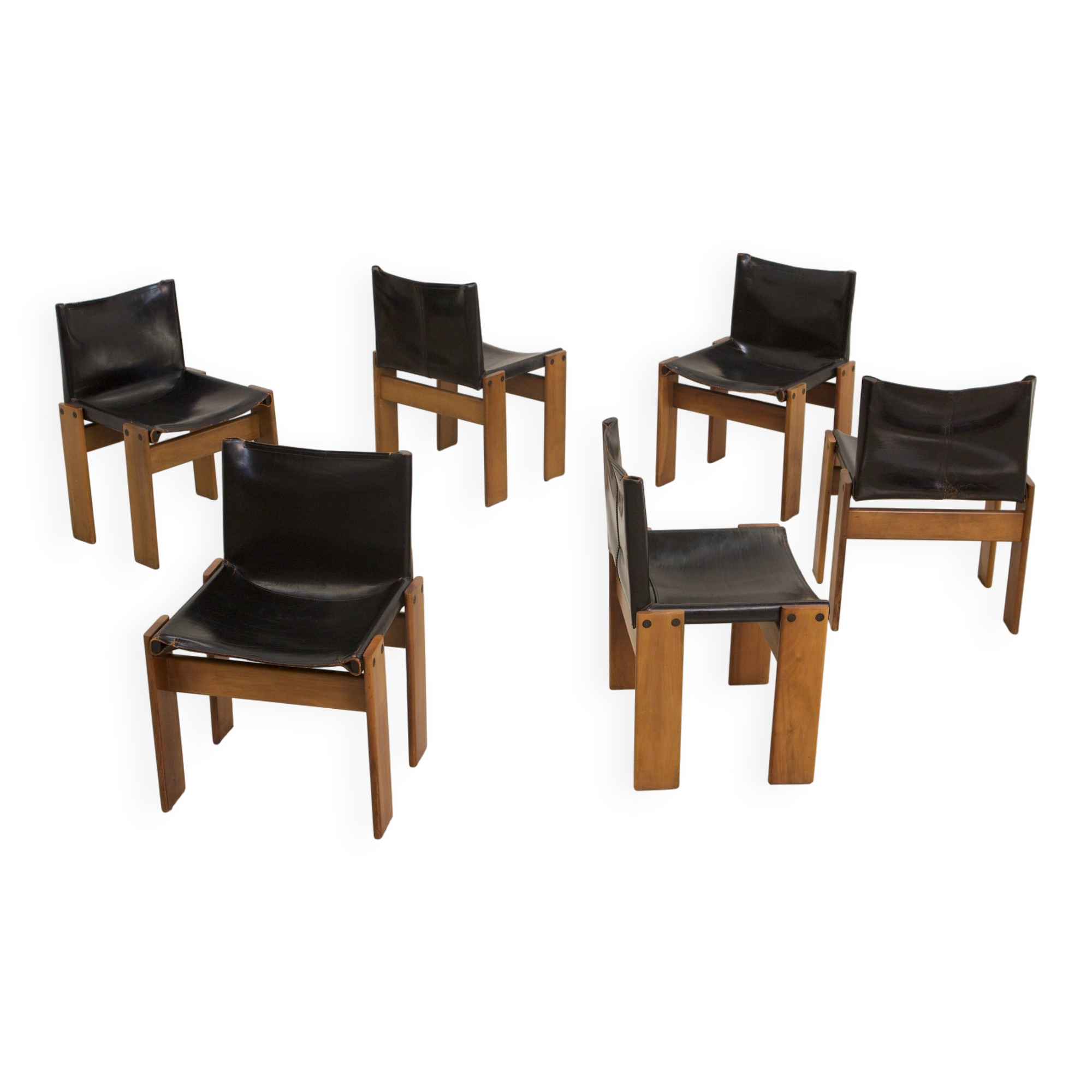 Set of 6 "Monk" Chairs by Afra & Tobia Scarpa for Molteni 70's