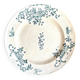 Plat rond en terre de fer bleue