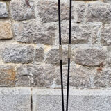 Tripod floor lamp design, steel, brass and opaline, vintage, 50s