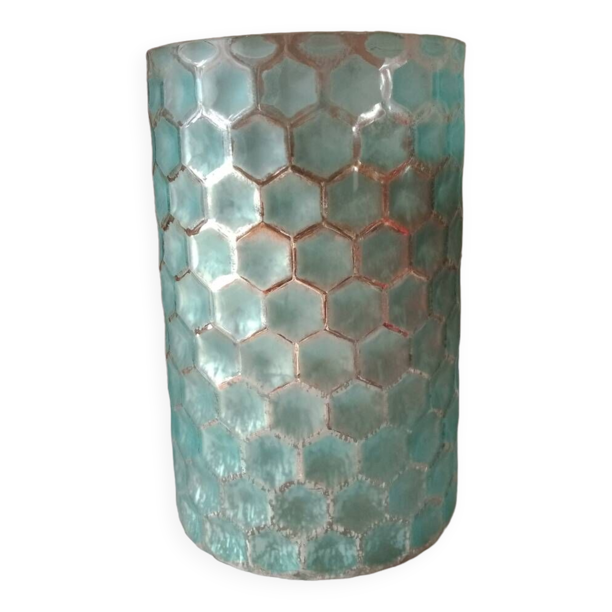 Cylindrical vase frosted honeycomb glass