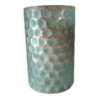 Cylindrical vase frosted honeycomb glass