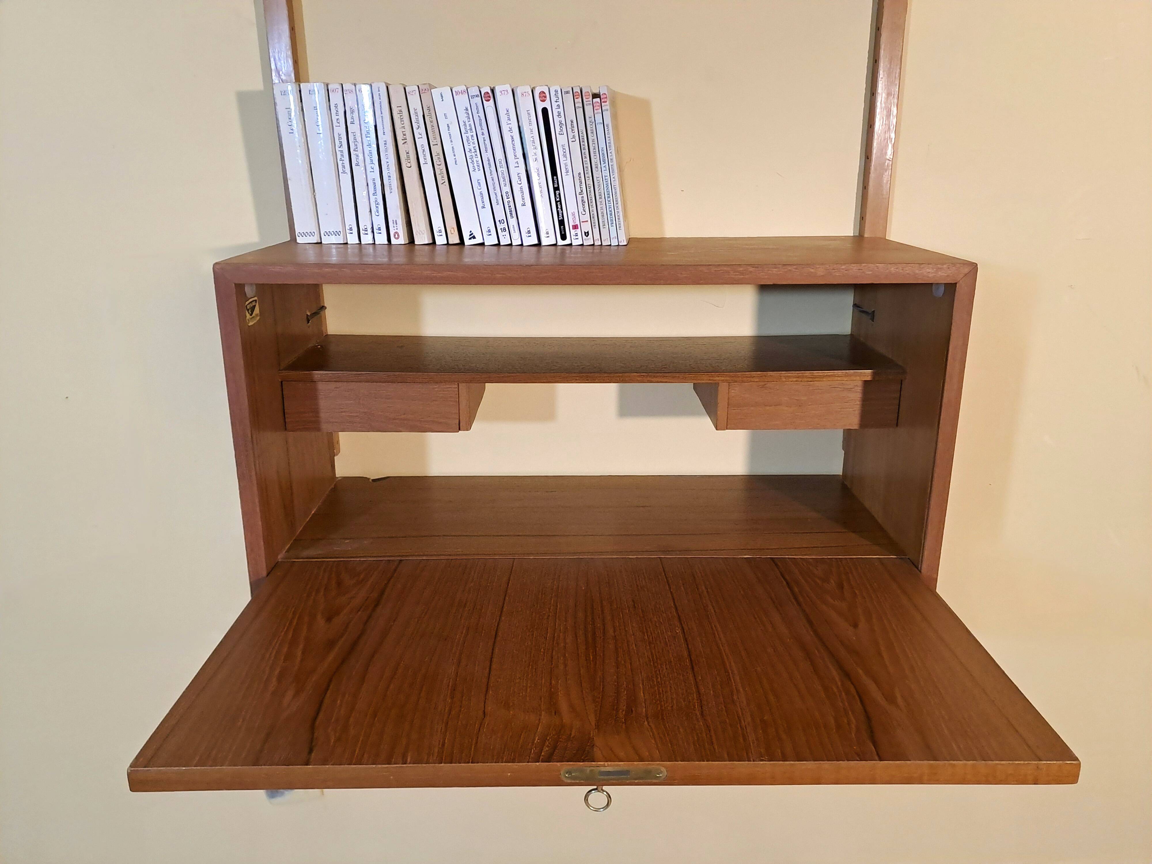 Teak wall secretary RIVAL, Vintage Scandinavian 1960s