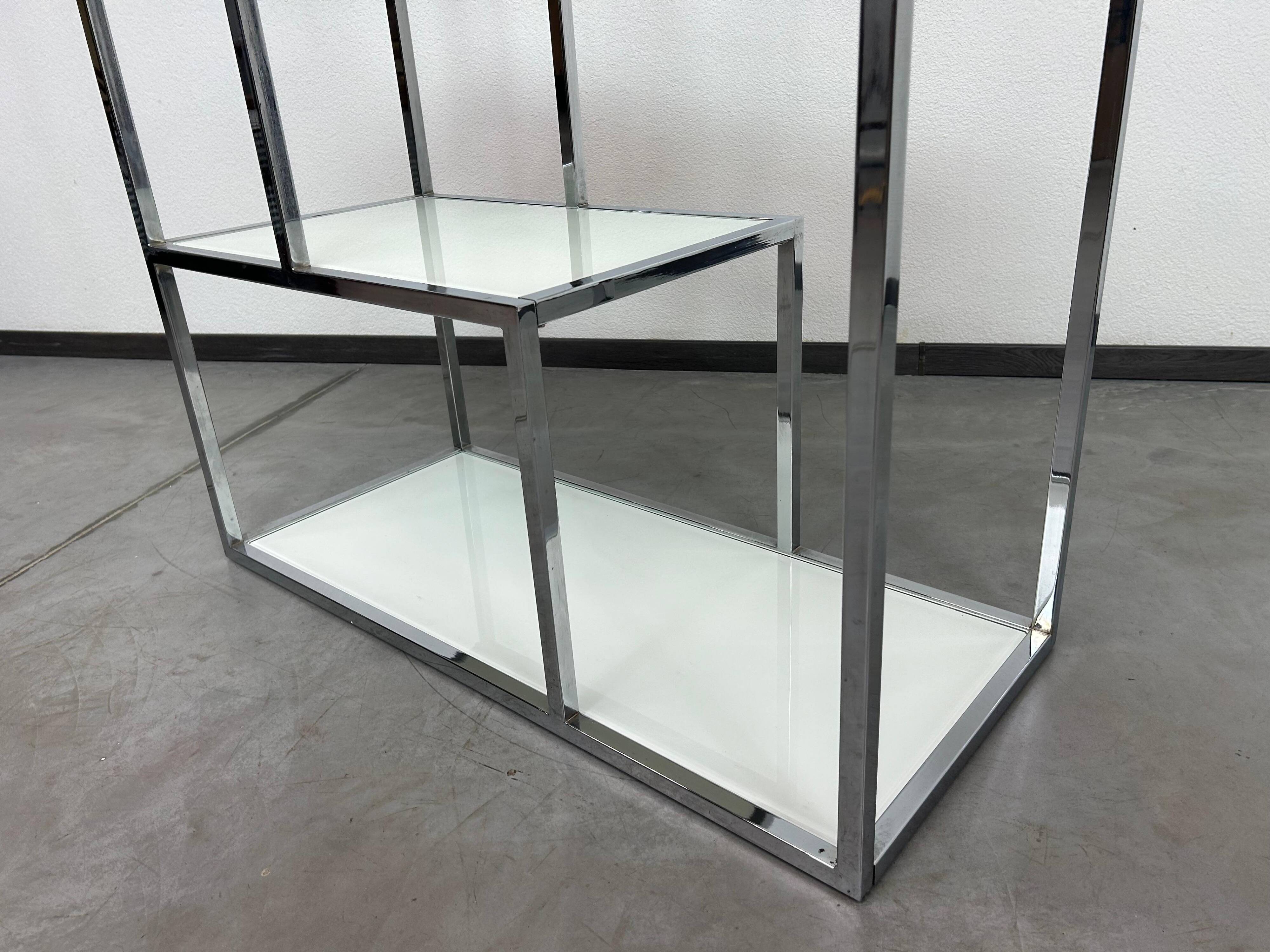 Mid-century modern chrome shelf by Milo Baughman
