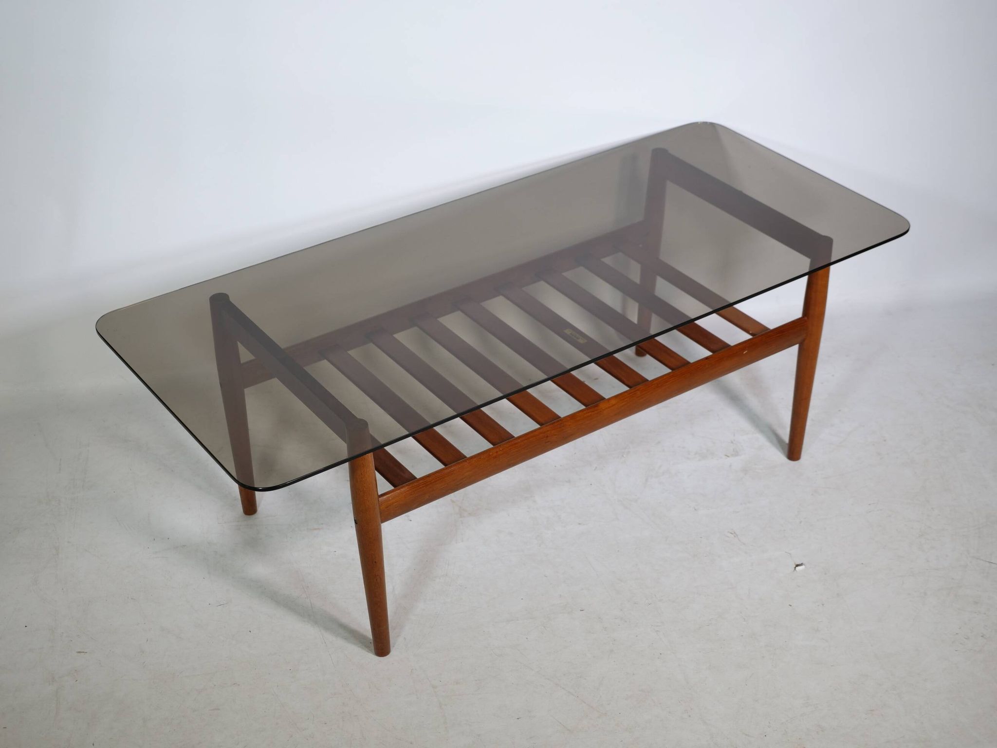 Mid-Century Design Teak Coffee Table with Smoked Glass by Möbel Mann, 1960s