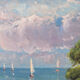 Coastal landscape with sailing boats