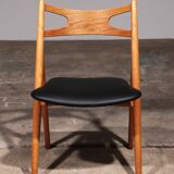 Ensemble de salle à manger complet : 8 chaises Sawbuck CH-29 en teck et table AT 310