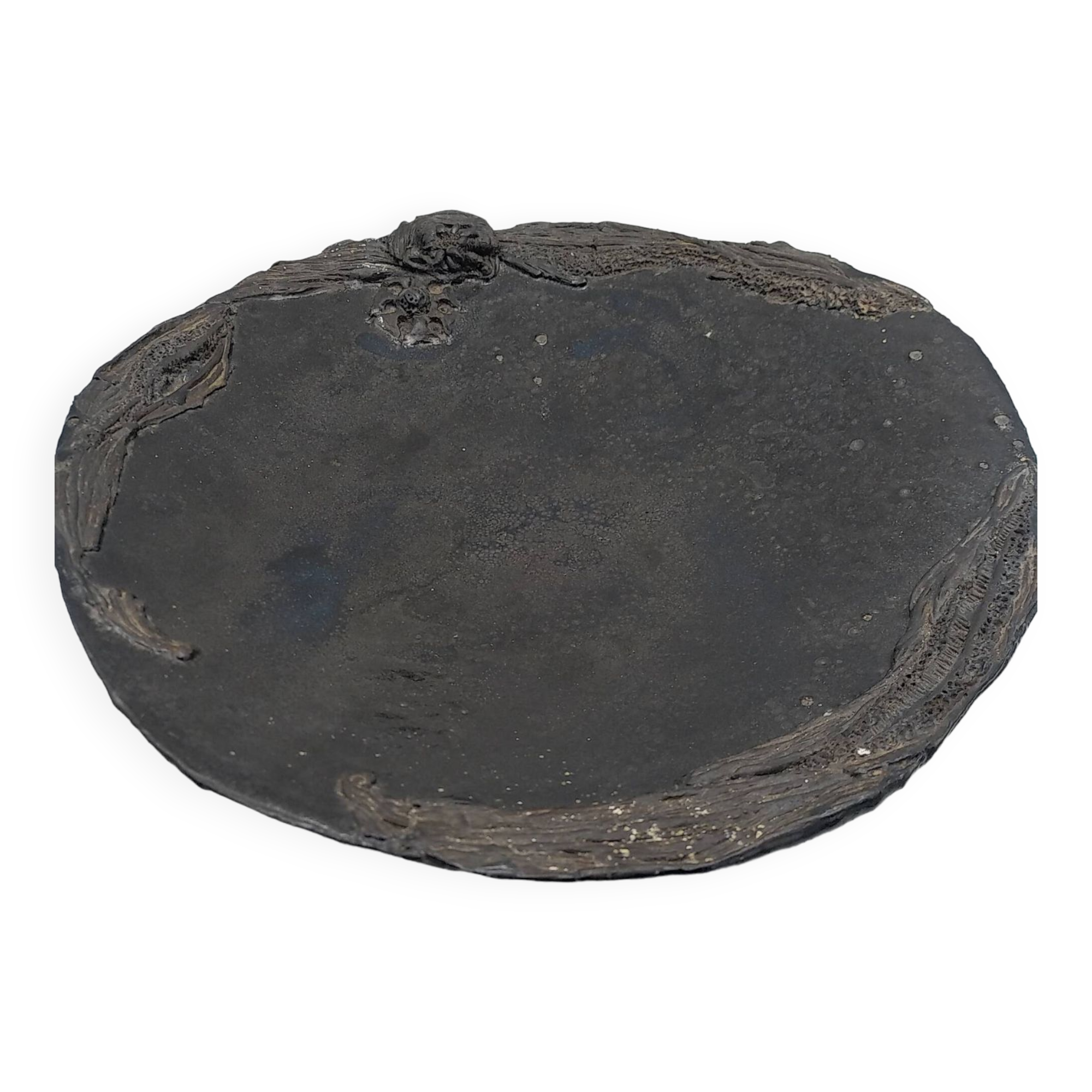 Large vulcanized ceramic bowl. Black. Artisanal work.