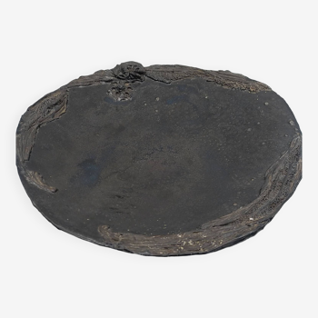 Large vulcanized ceramic bowl. Black. Artisanal work.