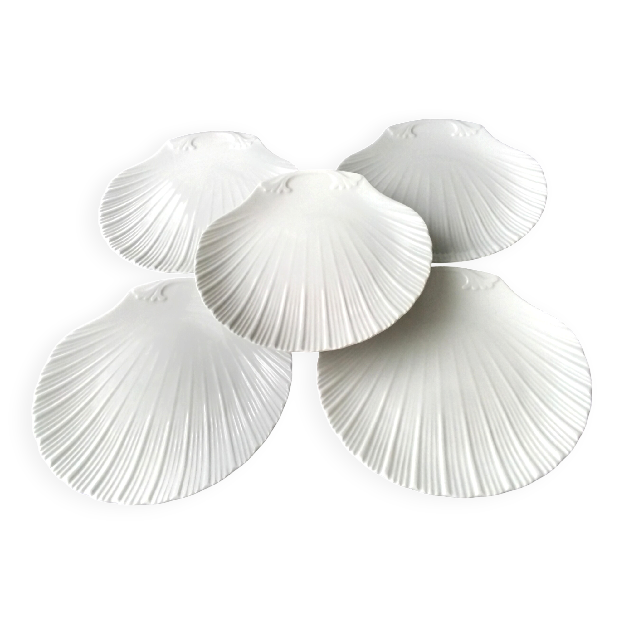 5 scallop shell-shaped plates in Limoges porcelain
