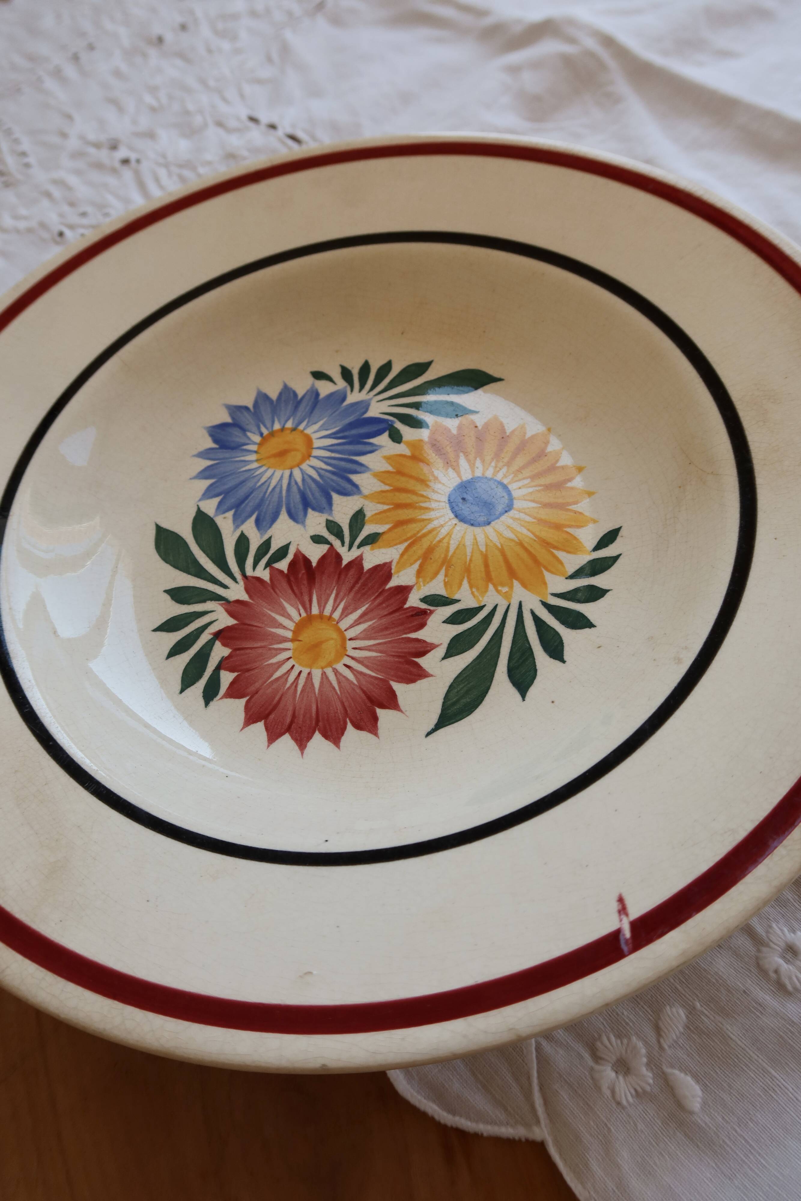 Antique hollow plate made of Creil and Montereau ironstone Veritas