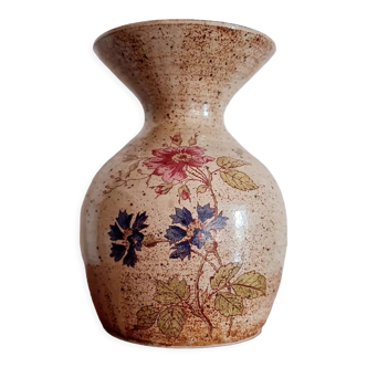 Old sandstone vase painted flowers