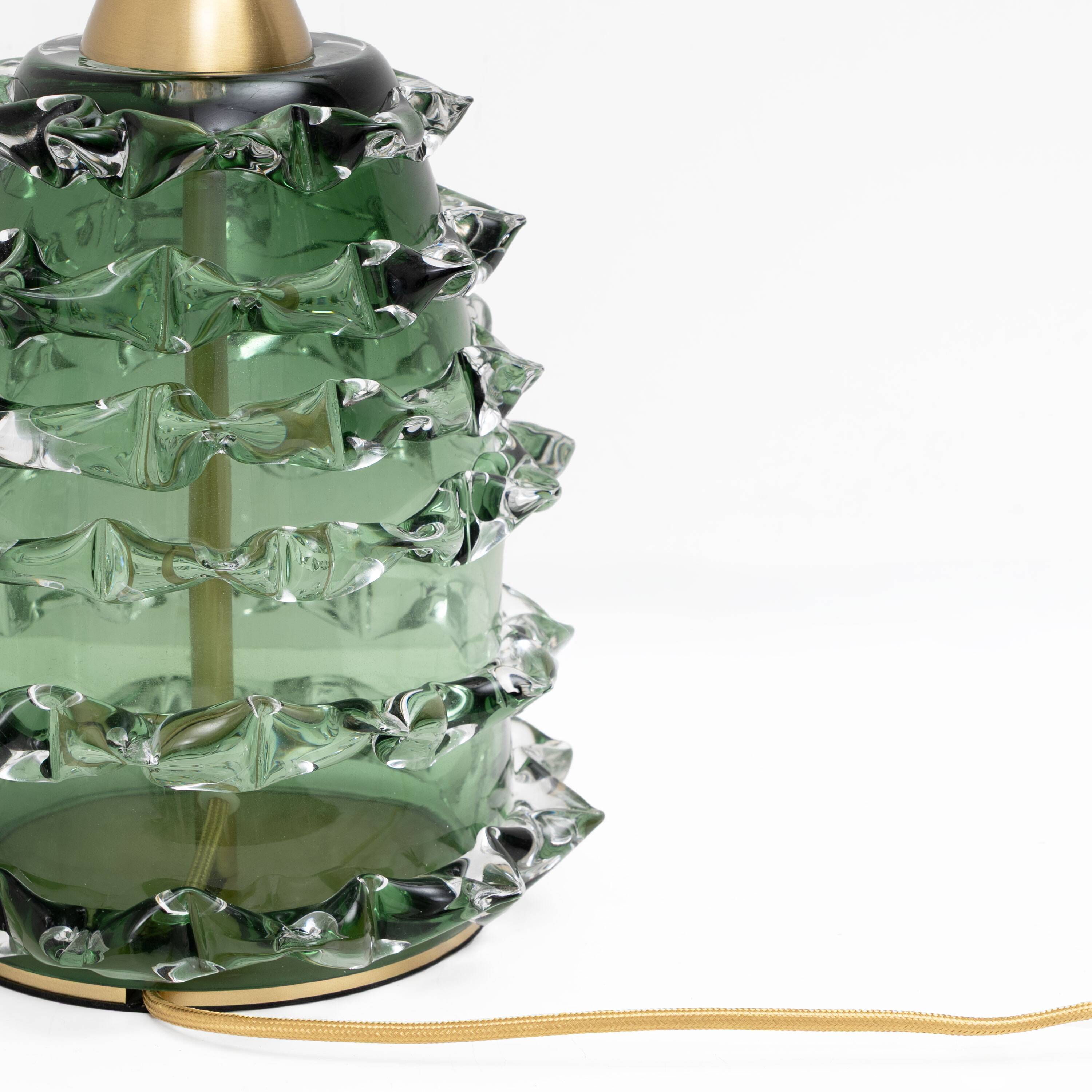 Paire de lampes de table en verre de Murano Rostrato vert