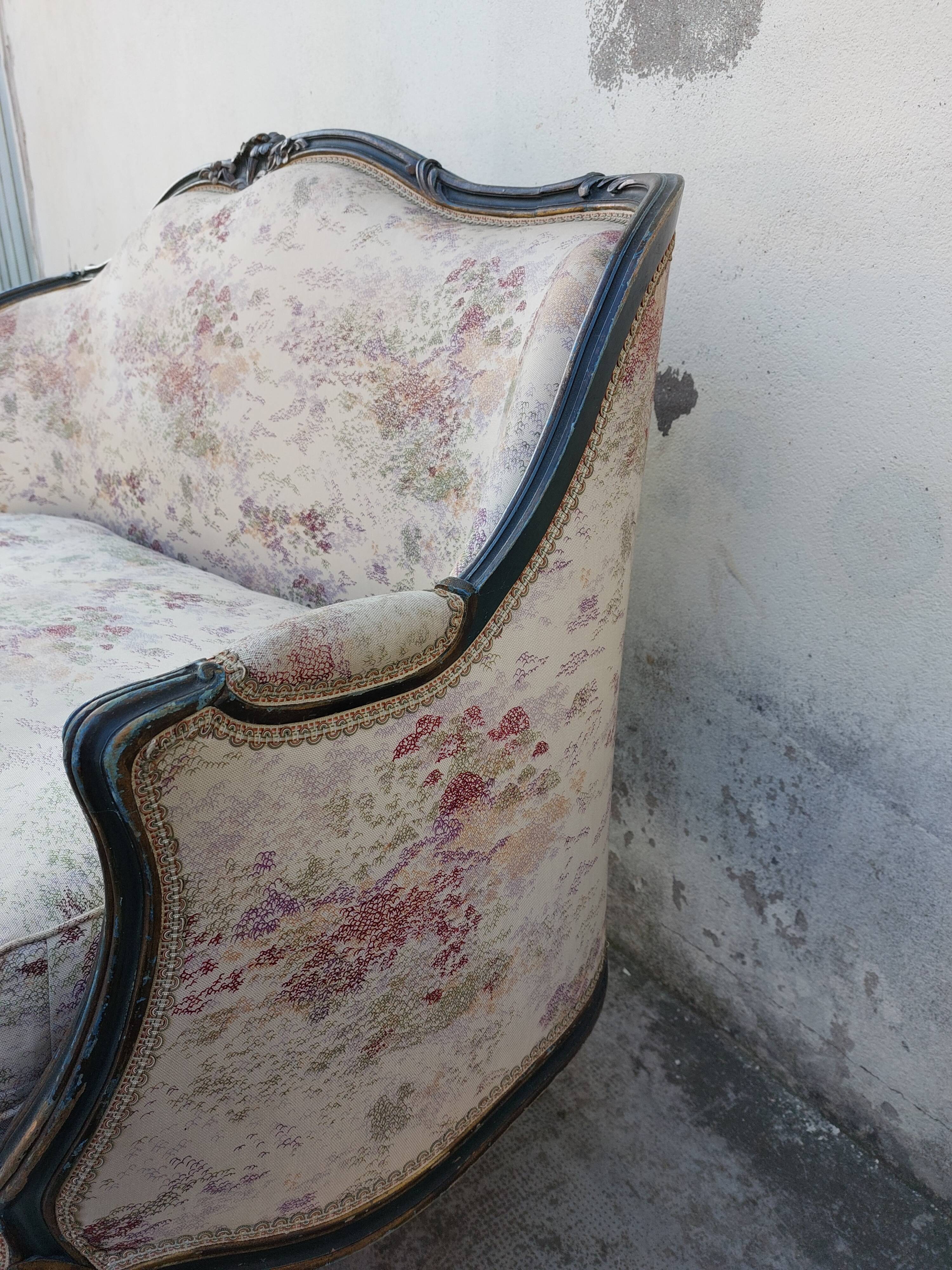 Sofa bench louis XV carved basket