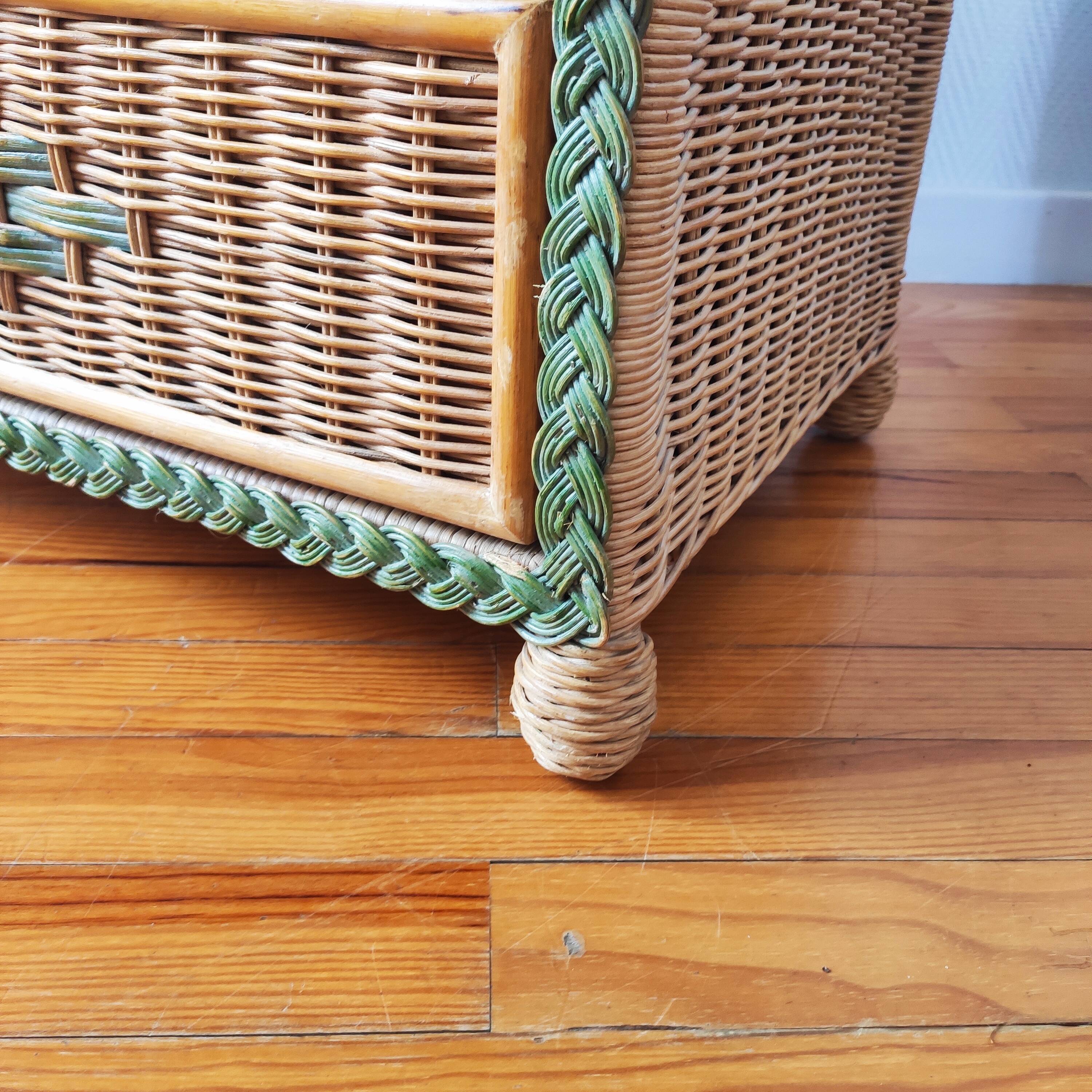 Wicker chest of drawers, 1970s-80s.