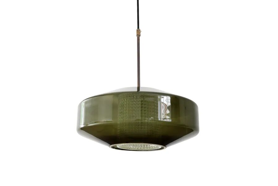 Green glass pendant lamp by Carl Fagerlund for Orrefors