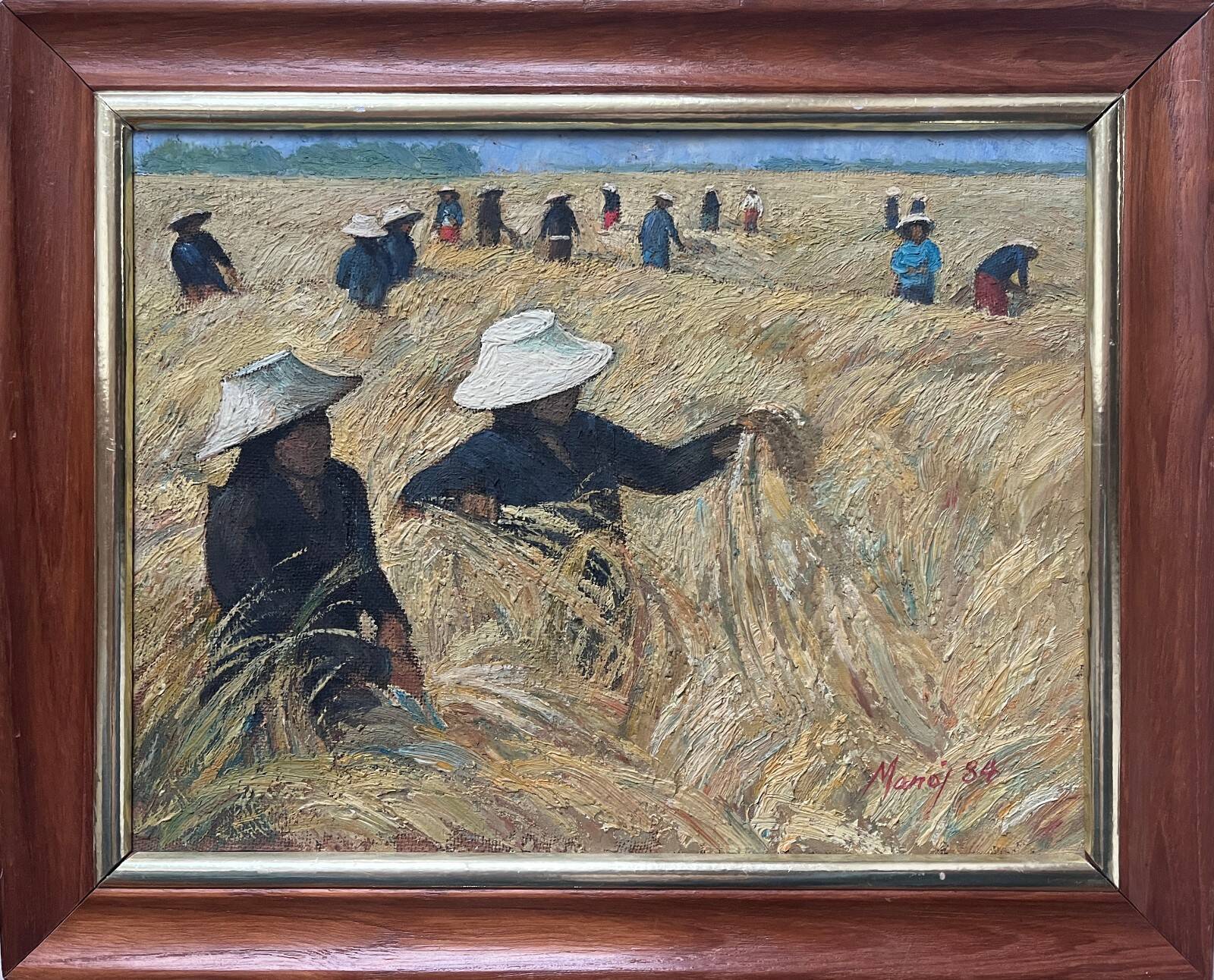 Tableau HSP "Harvest Landscape of Vietnam" signed ManoJ 1984