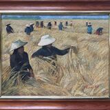 Tableau HSP "Harvest Landscape of Vietnam" signed ManoJ 1984