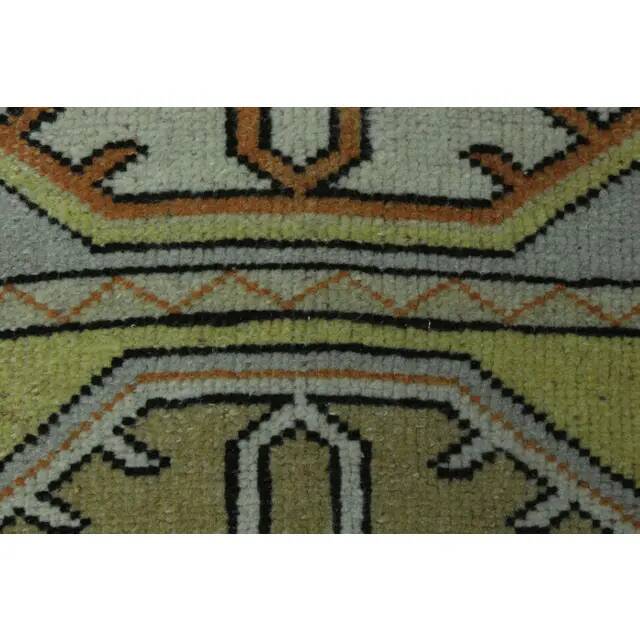 1970s vintage Turkish Oushak handmade wool cotton green area rug 115x205