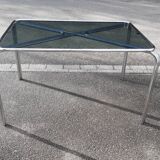 Smoked glass table and chrome space age 1975