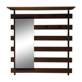 Vintage modernist wall coat holder with mirror, 1960s