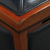 2 canapés Art Déco 2,5 places en cuir de vachette bleu foncé