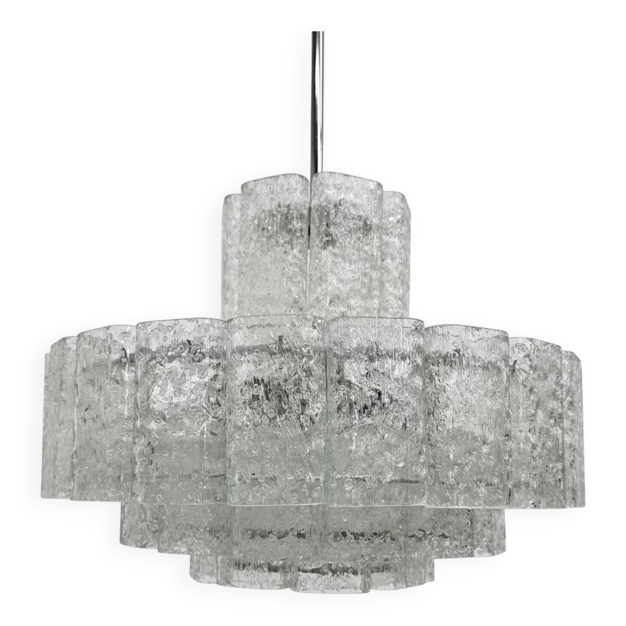 Mid-century design Doria Leuchten glass chandelier, 1970s