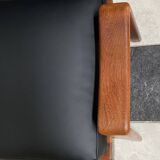 arne Wahl Iversen teak arm chair with ottoman