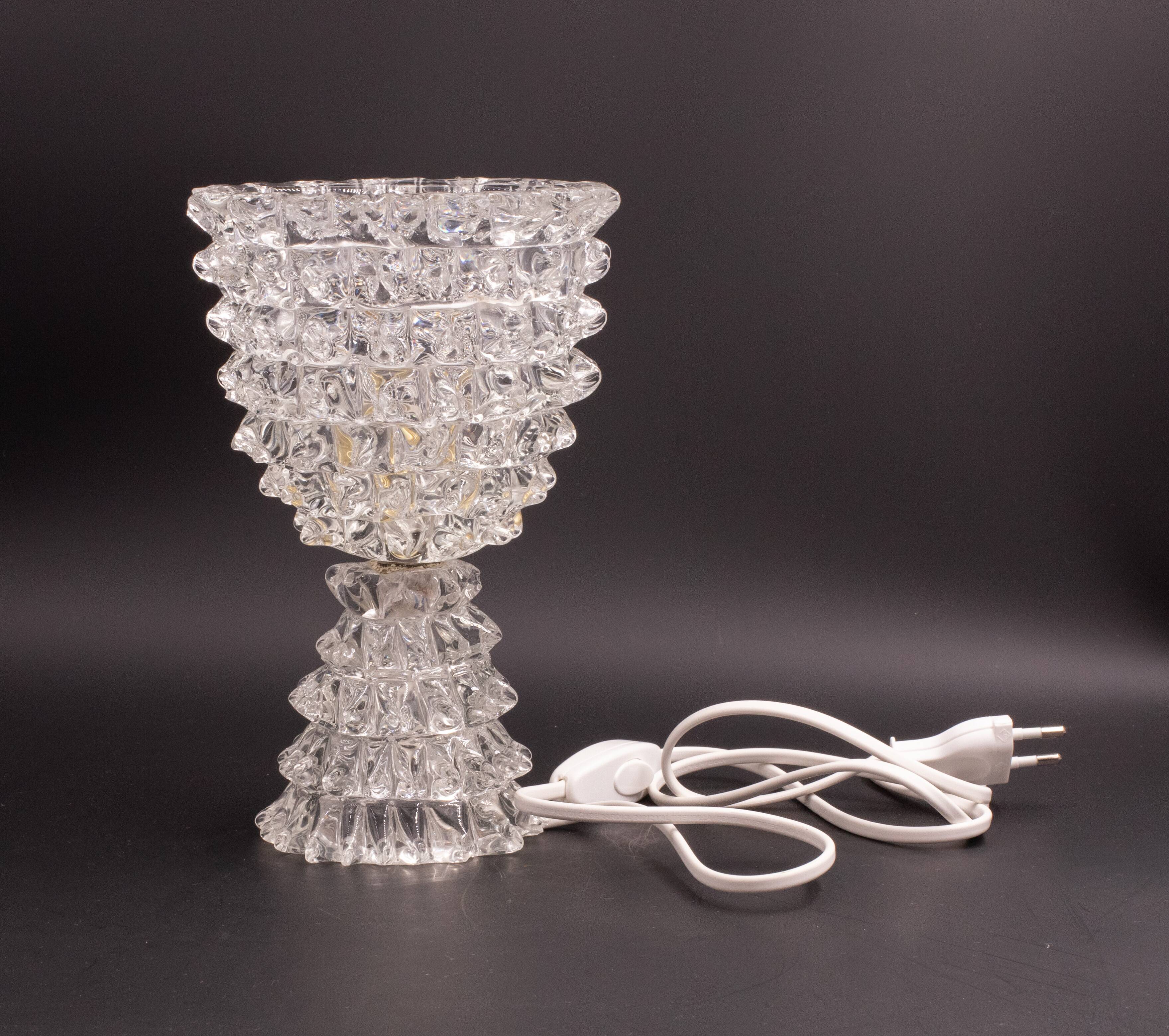 Elegant Table Lamp in Rostrato Murano Glass Vase attributed to Barovier & Toso, 1940s