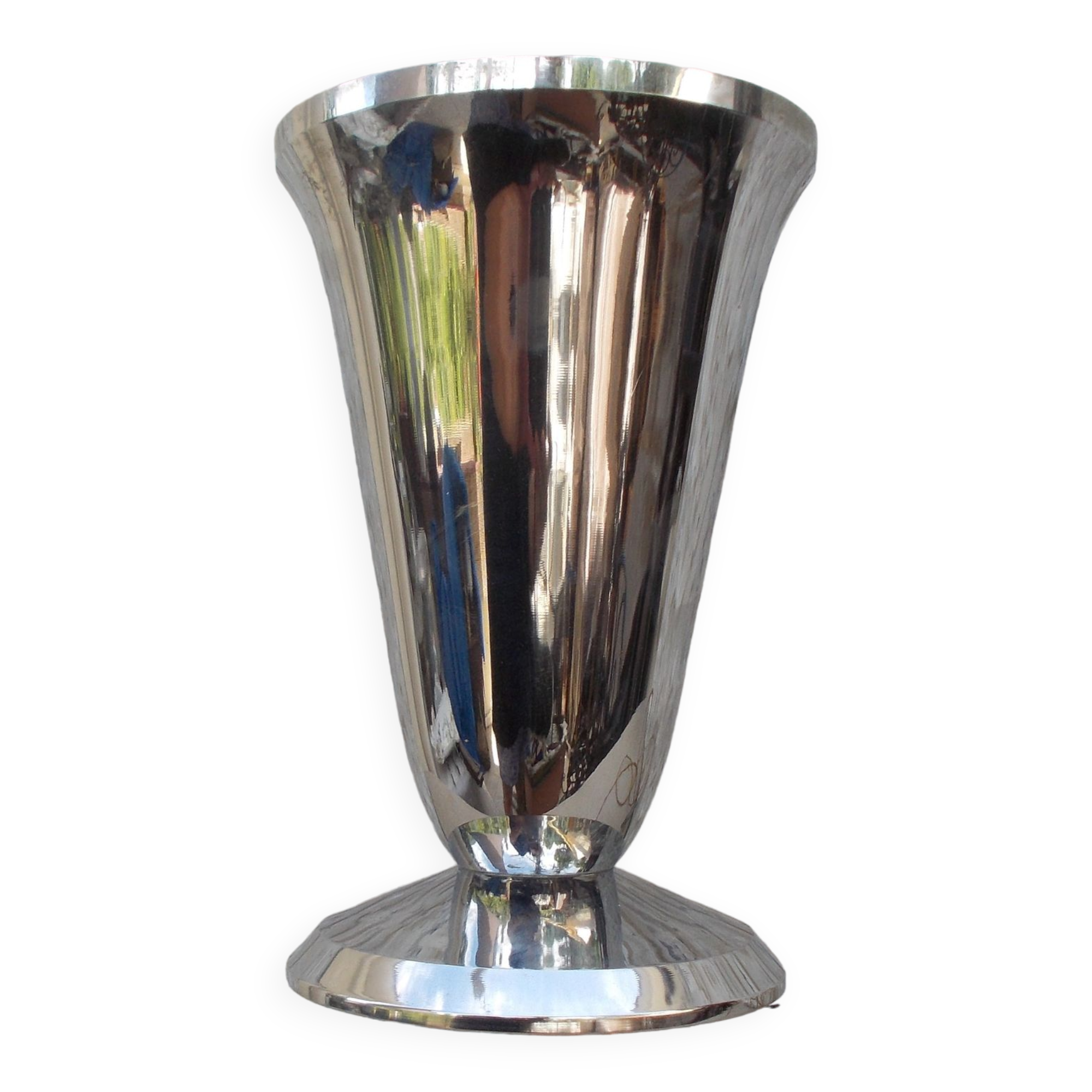 Lamp metal chrome period Art Deco tulip cornet