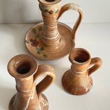 3 vintage handcrafted pottery candle holders