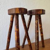 Brutalist wooden stools from the 60s