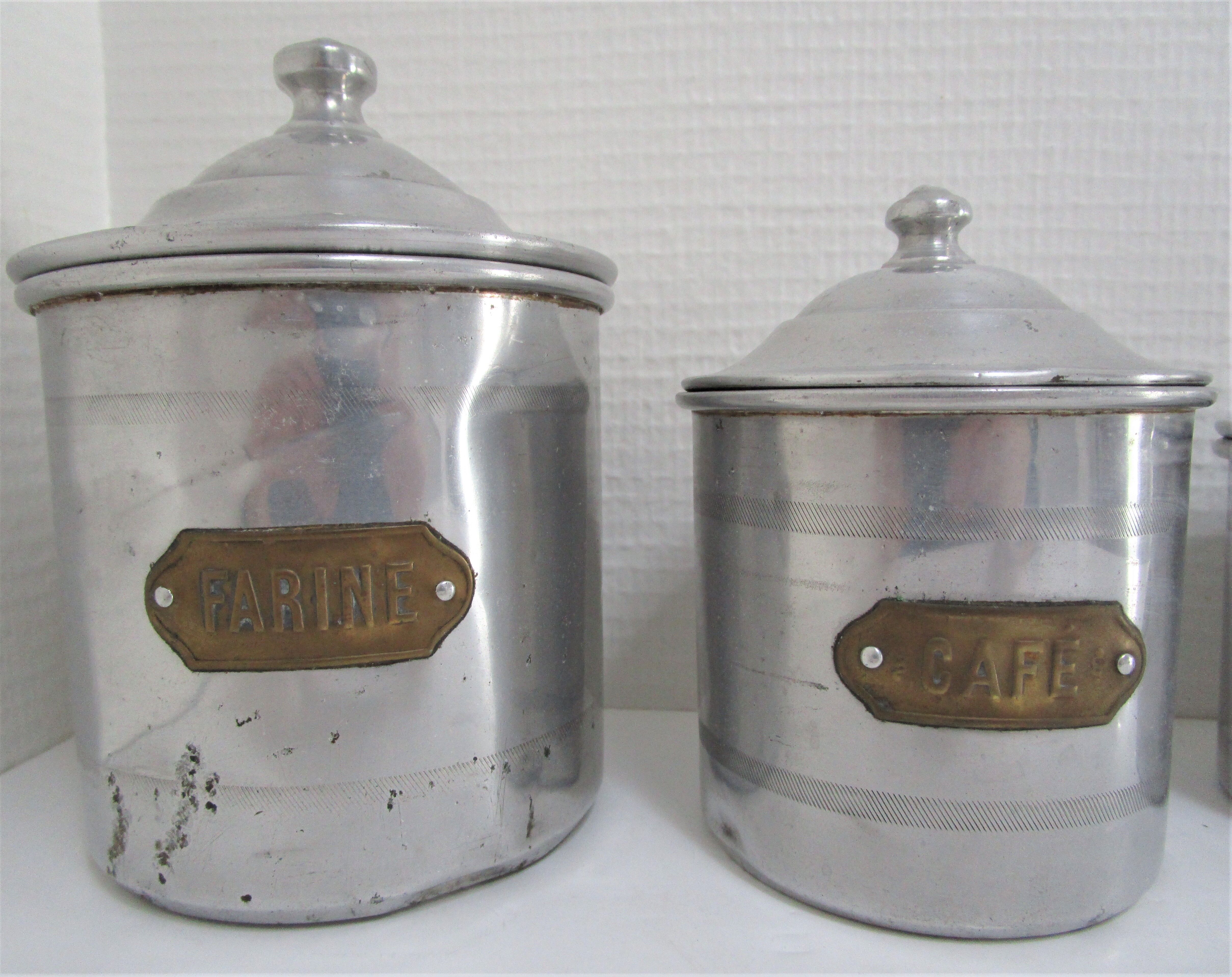 Aluminium metal spice pots 1940 series copper labels of 5