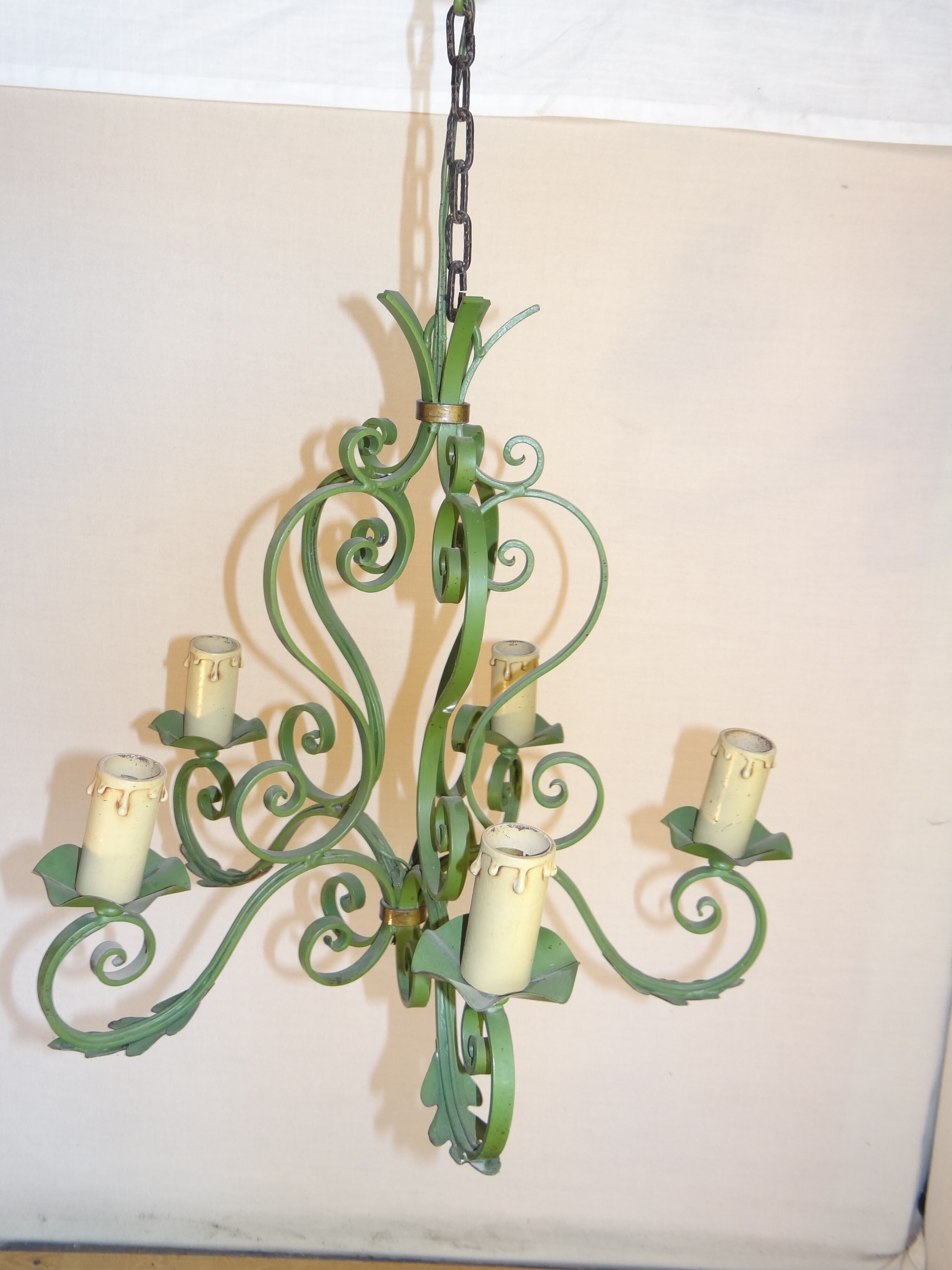 1950 painted metal chandelier