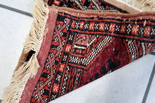 Tapis Boukhara vintage ouzbek fait main, 30 cm x 30 cm, années 1960
