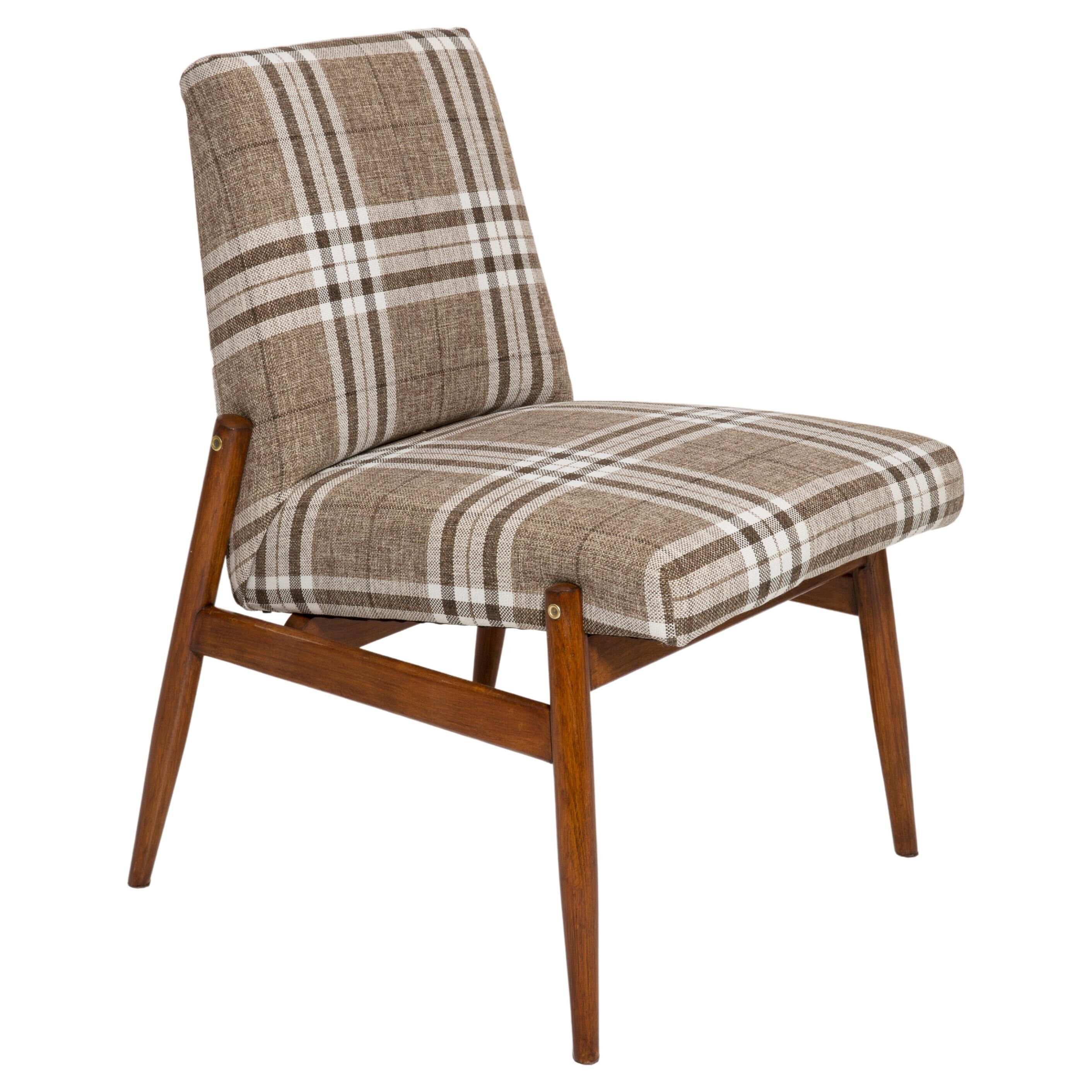 Beige checked fabric armchair, type 300-227, Europe, 1960s