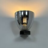 Vintage wall light, chrome and glass, France, 1970.