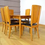 6 Vintage Blond Oak Chairs, France 1960