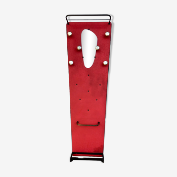Coat rack red 1950 mirror free-form brass hooks