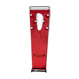 Porte-manteau rouge 1950 miroir forme libre patères laiton