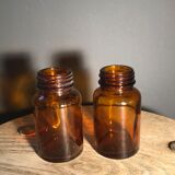 Lot of 2 amber apothecary vials