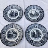 4 assiettes parlantes Vieillard XIXeme