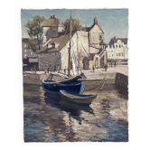 Tableau signé Huile sur toile « Ville Honfleur,Normandie » dimension : hauteur -50cm- Largeur -40cm-