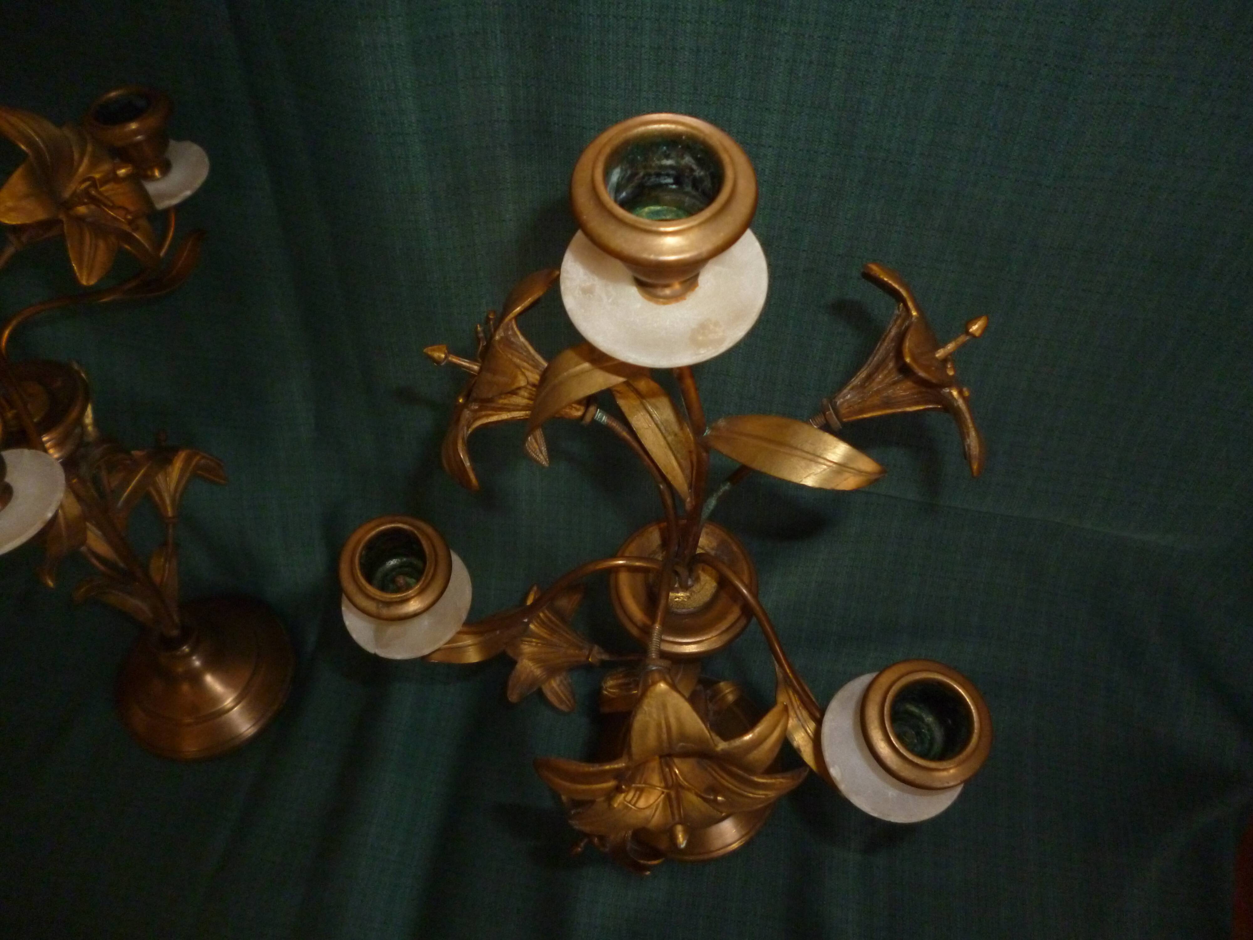 Paire de candélabres bronze laiton XIX