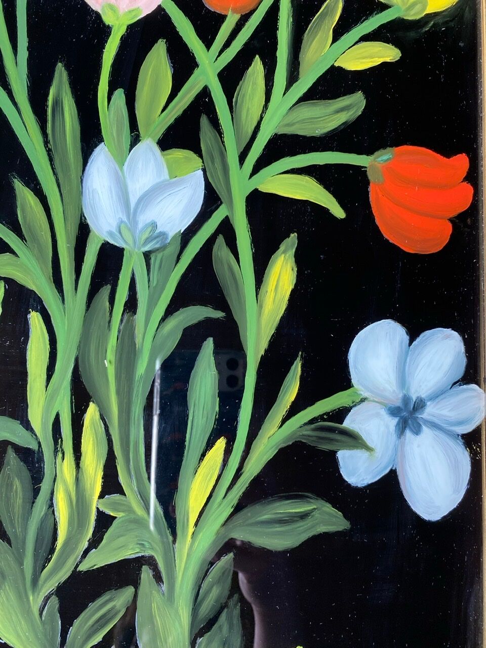 Old painting, still life with tulips, 20th century