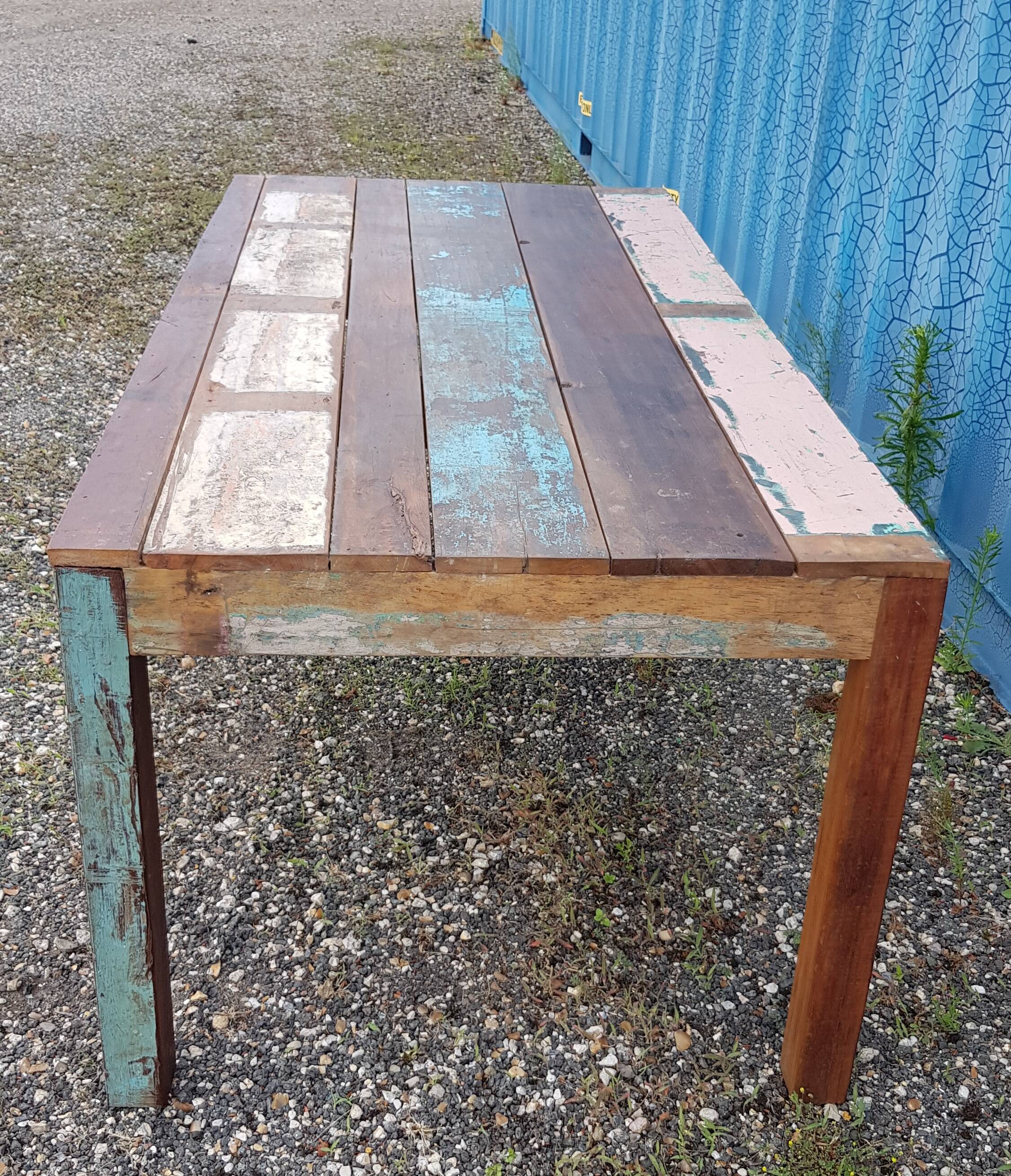 Table à manger rectangulaire en teck polychrome