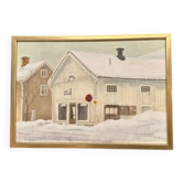 Original Swedish Oil on Canvas - "Snowfall" by Gertove Gustafsson - Signed - Vintage and Framed - 58 × 41 cm