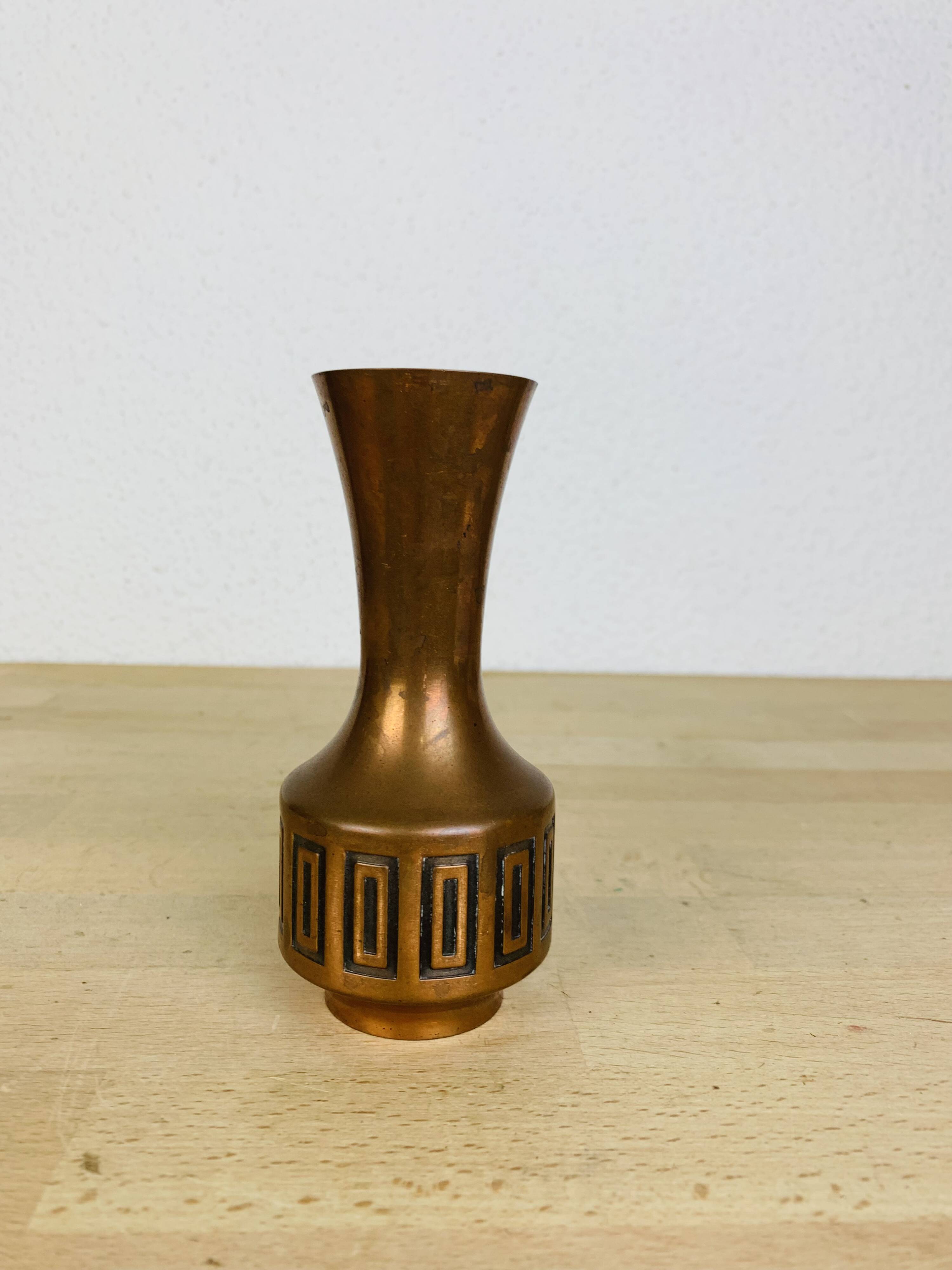 Vintage 70s Scandinavian brass vase