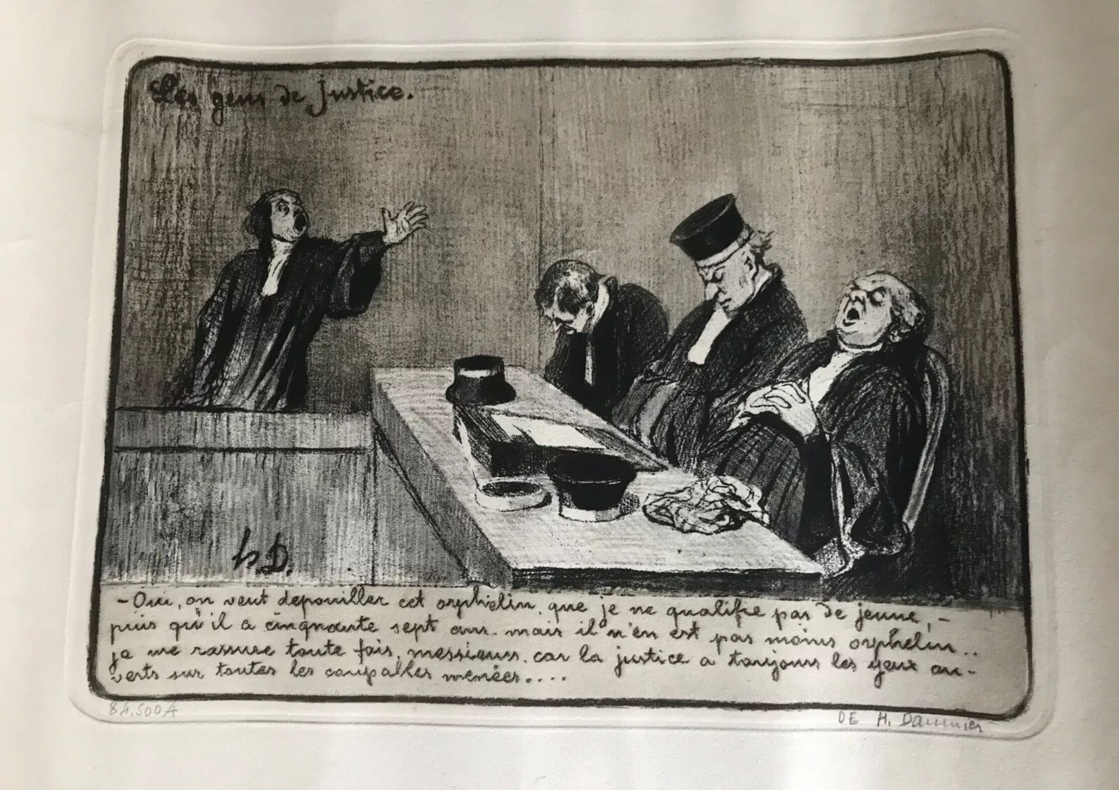 Ancient lithograph by honoré daumier h.d.  "the people of justice" n°84/500