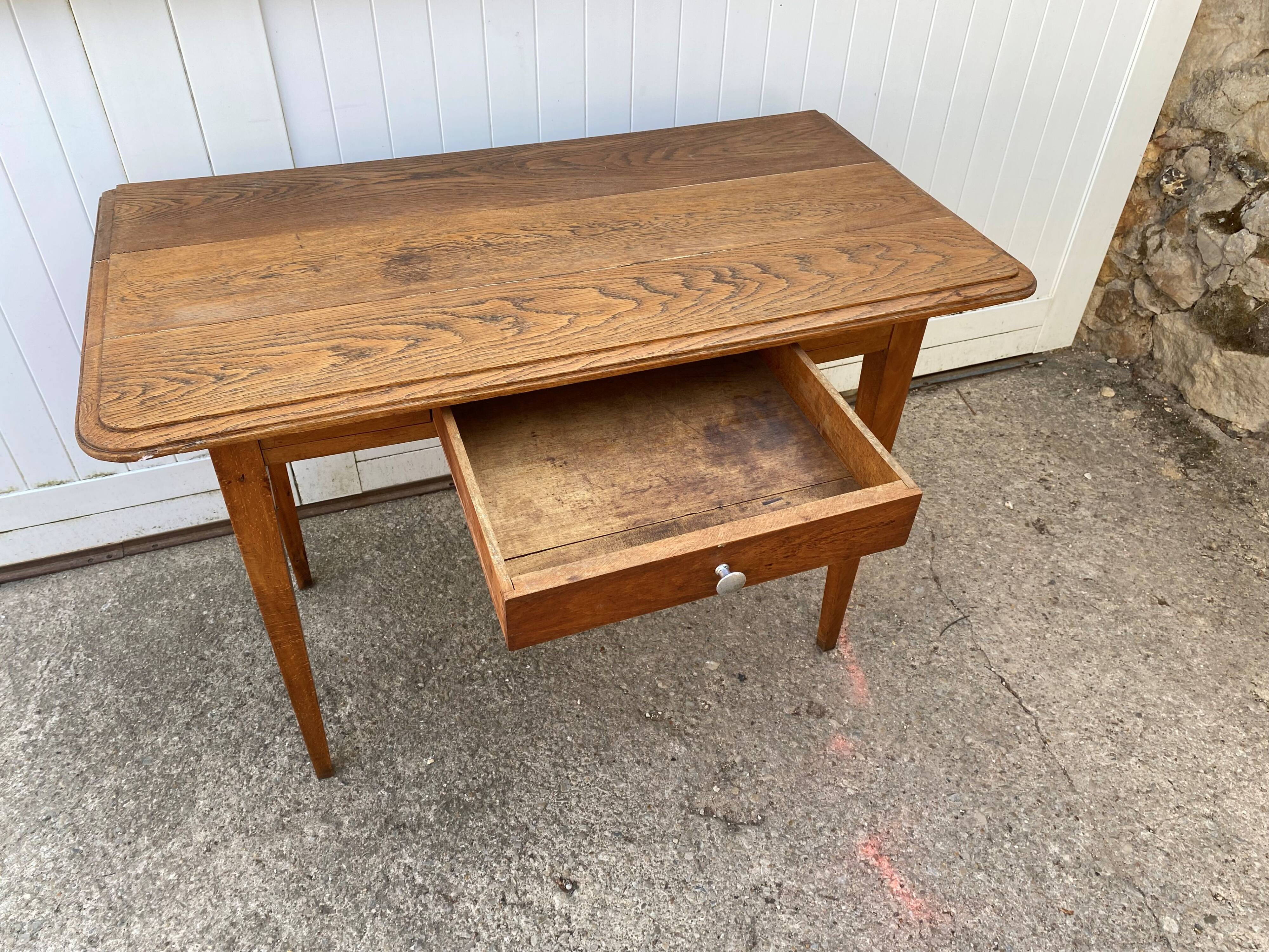 Desk with 1 drawer, oak top, 105x56cm